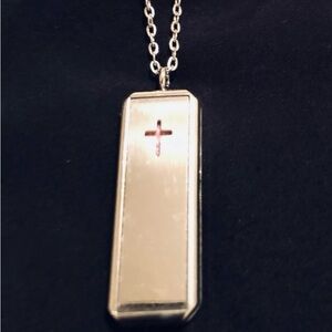 Silver Locket Aromatherapy Necklace with Cross.